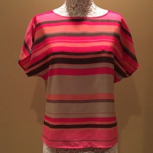 LOFT Striped short sleeve blouse